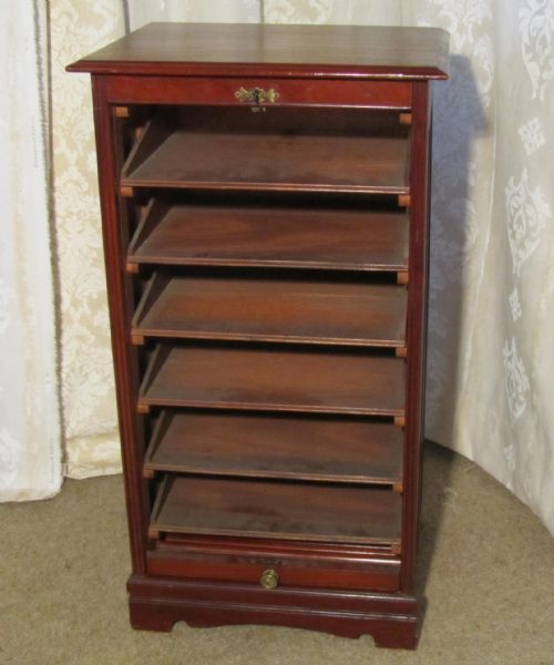 fig 1. Edwardian Tambour Fronted Mahogany Filing Cabinet