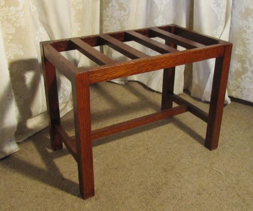 fig 1. A Victorian Arts and Crafts Oak Luggage Rack, Suitcase Stand