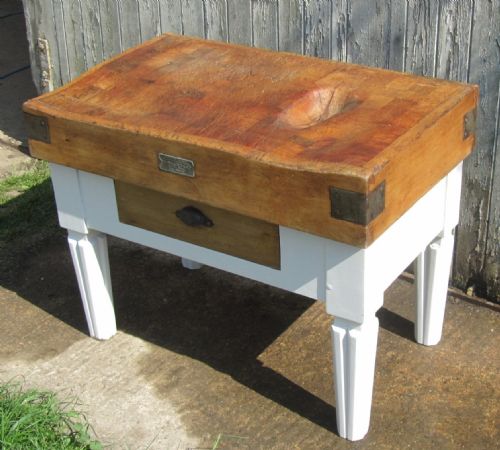 fig 1. French Vintage Butchers Block,Chopping Block, Kitchen Island