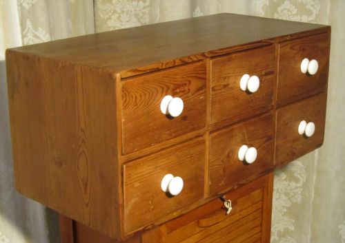 fig 1. Small Victorian Pine Storage Chest, 6 Spice Drawers