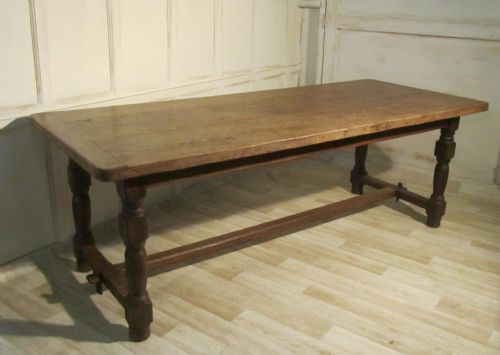 19th Century Large French Bleached Oak Farmhouse Table