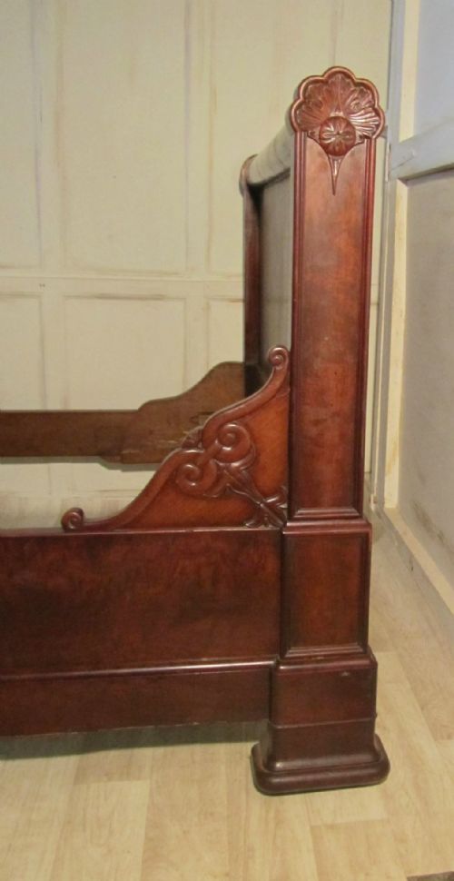 fig 1. French Mahogany and Walnut Sleigh Bed or Empire Style Double Day Bed