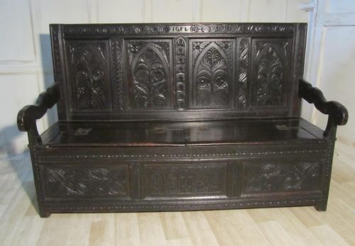 An 17th Century High Back Oak Box Settle