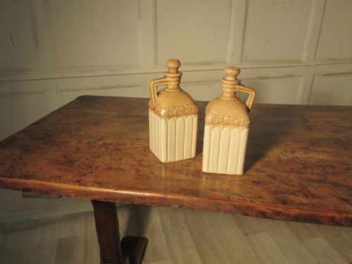 A Pair of Earthenware Flagons, Brandy & Whiskey