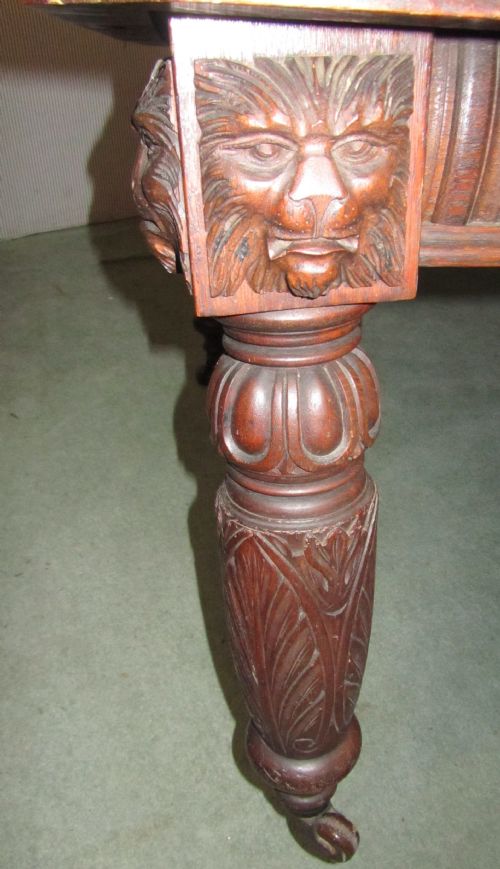 fig 2. A superbly carved Victorian Oak wind out extending Gothic oak dining Table