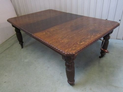fig 3. A superbly carved Victorian Oak wind out extending Gothic oak dining Table