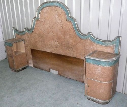 fig 1. 5FT Maples Art Deco Bed Headboard and Bedside Cupboards