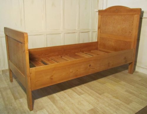 French Pine Single Sleigh Bed Lit Bateau
