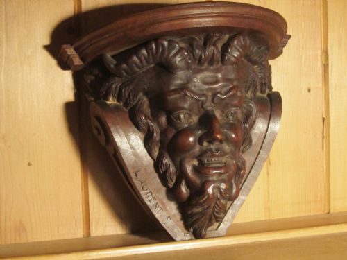 19th Century Carving of the Green Man,  Wall Bracket