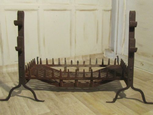 fig 1. Large 18th Century Inglenook Fire Grate on Andirons