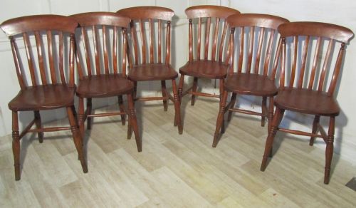 Set of 6 Victorian Slat Back Farmhouse Kitchen Chairs
