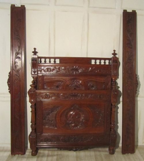 A Superb Quality Channel Islands Gothic Carved Walnut Single Bed