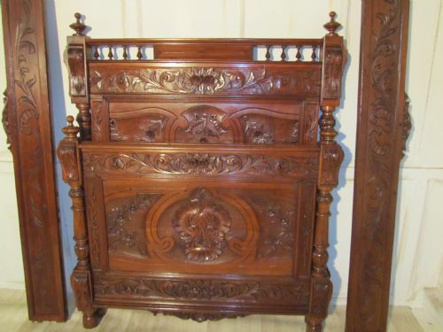 fig 1. A Superb Quality Channel Islands Gothic Carved Walnut Single Bed