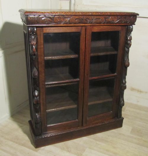 Victorian Green Man Gothic Oak 2 Door Bookcase.