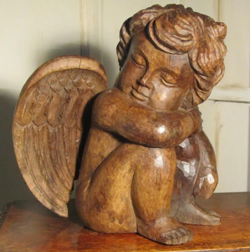 Carved Oak Cherub