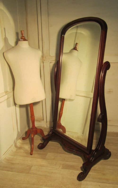 Large Victorian Mahogany Cheval Mirror