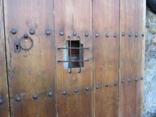 fig 2. Original 19th Century Spanish Door in its Frame With Observation Hatch