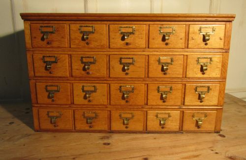 Golden Oak Card Index Filing Cabinet, Wine Rack
