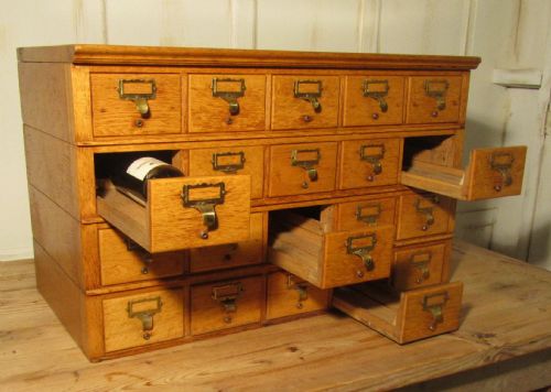 fig 2. Golden Oak Card Index Filing Cabinet, Wine Rack