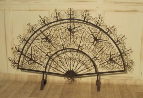 Victorian Wrought Iron Fan Shaped Fire Screen