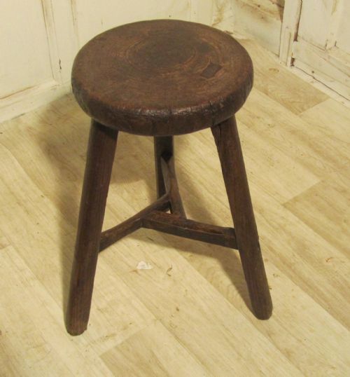 17th Century Elm Cricket Stool or Dairy Stool