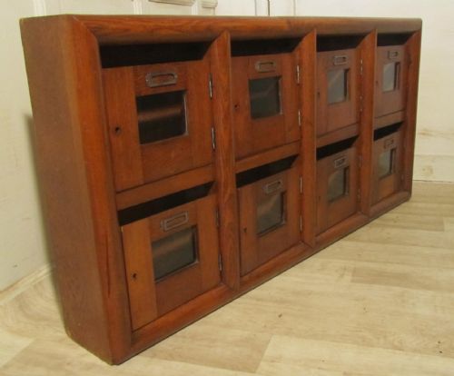 fig 1. French Oak Mail Box, Pigeon Holes Hotel Office Reception, Spice Cupboard