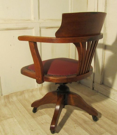 fig 1. Victorian Art Nouveau Carved Oak Desk or Office Chair