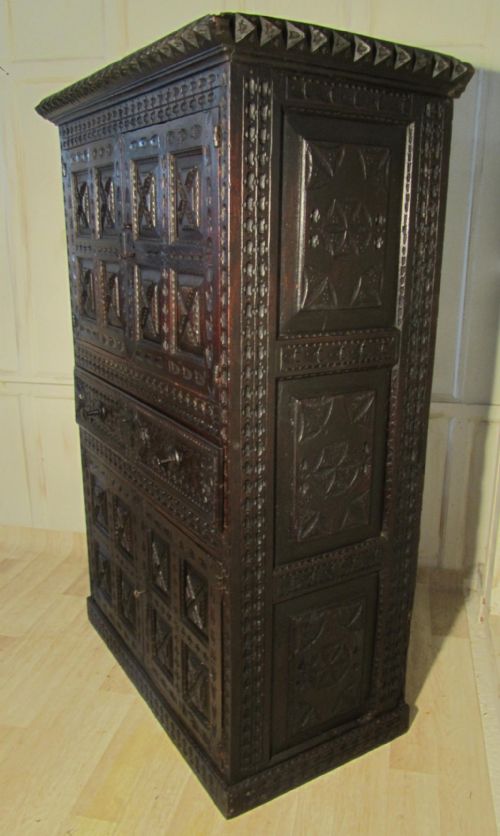 fig 1. 17th Century Carved Oak Housekeepers or Hall Cupboard