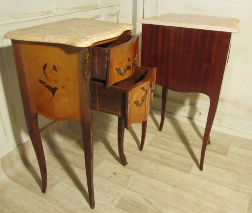 fig 2. A Pair of Inlaid French Bombe Serpentine Bedside Cupboards