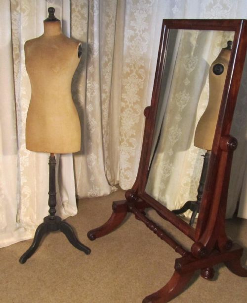 fig 1. Large Early Victorian Regency Style Mahogany Cheval Mirror