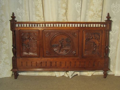 fig 1. Breton Carved Oak and Chestnut Marriage Double Bed