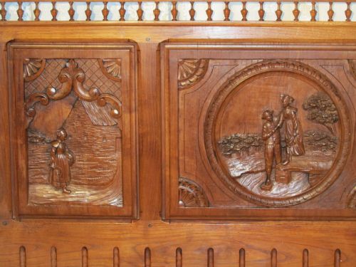 fig 2. Breton Carved Oak and Chestnut Marriage Double Bed