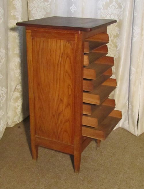 fig 1. Tambour Fronted Oak Art Deco Filing Cabinet