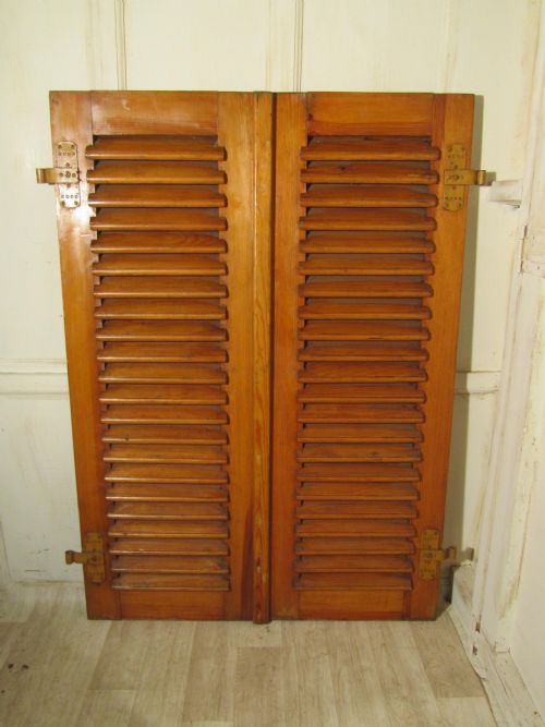 A Pair of Louvered Pine Shutters from a Ship