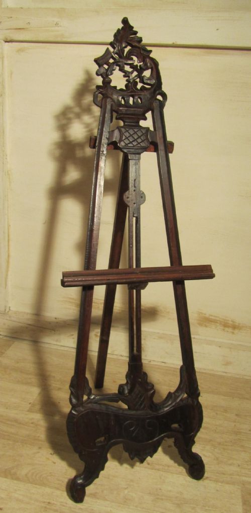 A Small Carved Mahogany Easel