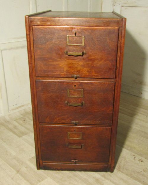A Large Art Deco 3 Drawer Oak Filing Cabinet