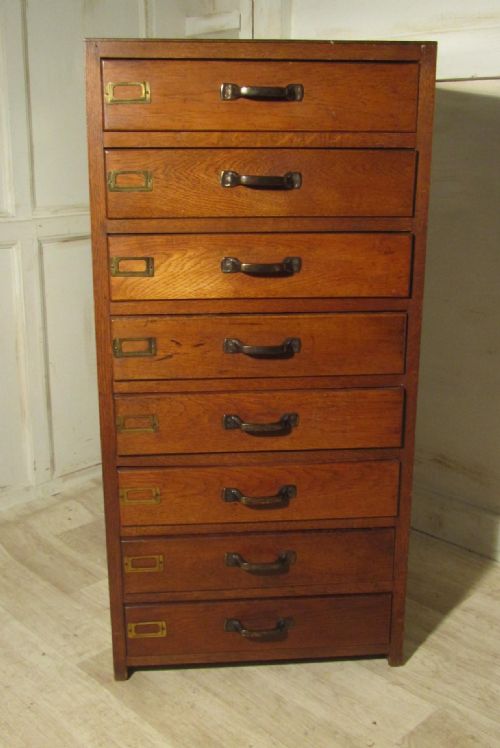 Art Deco 8 Drawer Oak Filing Cabinet