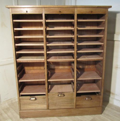 fig 1. A Large French Tambour Triple Fronted Bleached Oak Art Deco Filing Cabinet