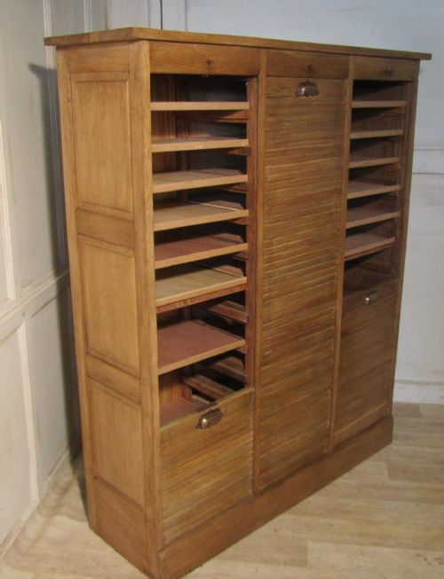 fig 2. A Large French Tambour Triple Fronted Bleached Oak Art Deco Filing Cabinet