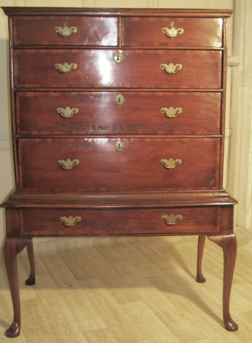 A Georgian Yew and Elm Inlaid Chest on Stand