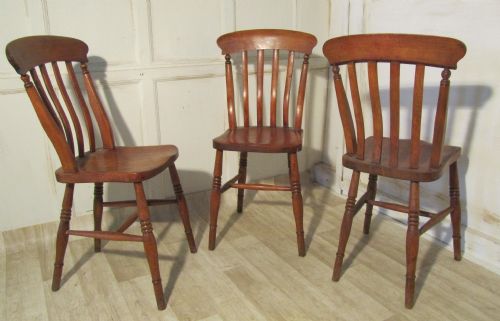 fig 1. Set of 6 Victorian Slat Back Farmhouse Kitchen Chairs