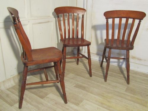 fig 2. Set of 6 Victorian Slat Back Farmhouse Kitchen Chairs
