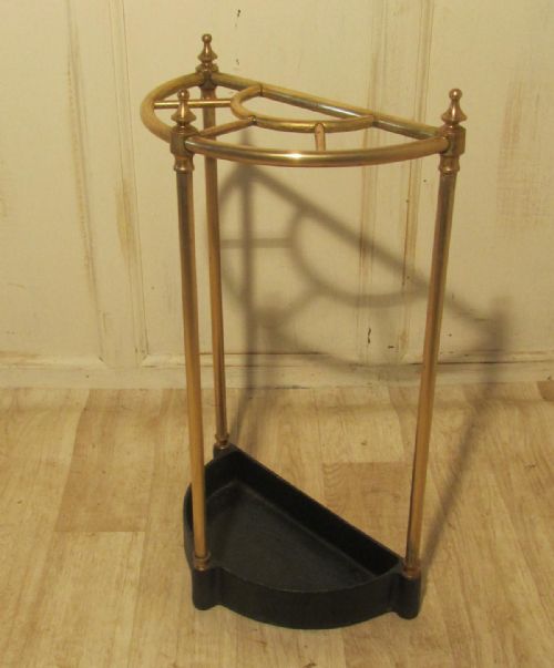 fig 1. Victorian Half Round Brass and Iron Stick Stand or Umbrella Stand