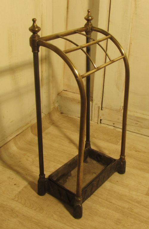 A Victorian Brass and Cast Iron Walking Stick Stand or Umbrella Stand