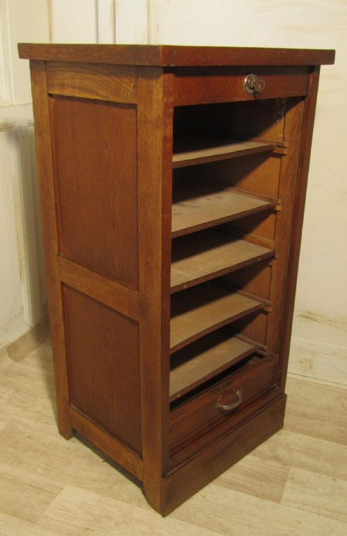 fig 1. Tambour Fronted Oak Art Deco Filing Cabinet