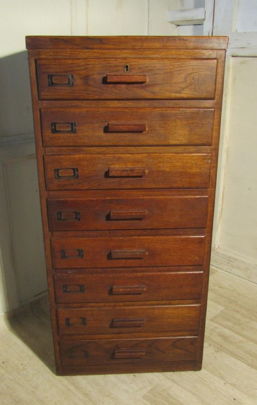 Art Deco 8 Drawer Oak Filing Cabinet