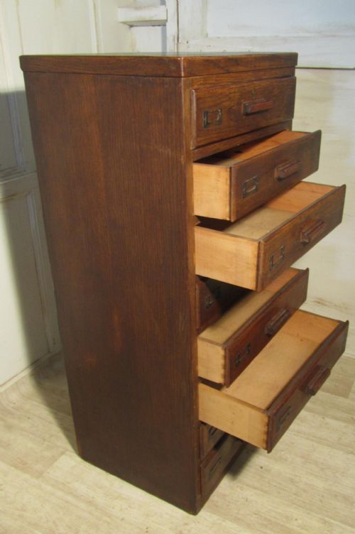 fig 1. Art Deco 8 Drawer Oak Filing Cabinet