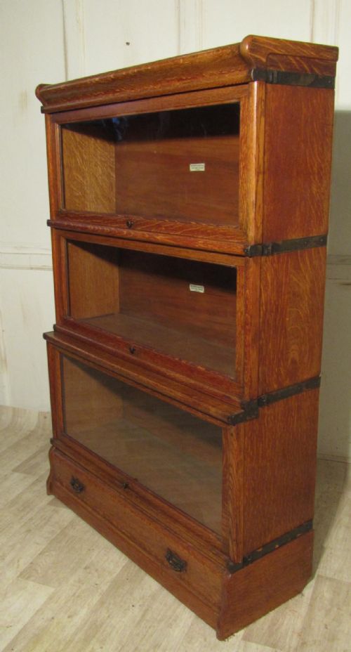 fig 1. 3 Stack Oak Globe Wernicke Barristers Bookcase Or Filing Cabinet