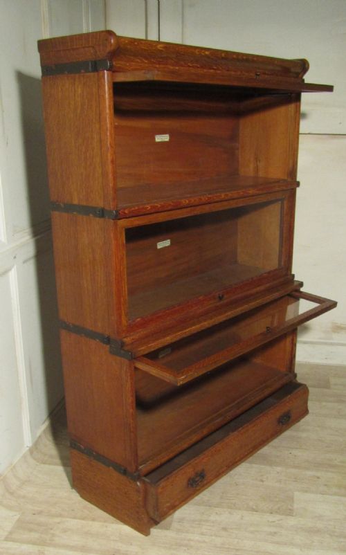 fig 2. 3 Stack Oak Globe Wernicke Barristers Bookcase Or Filing Cabinet