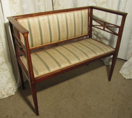 fig 1. Charming Edwardian Upholstered Inlaid Mahogany Sofa